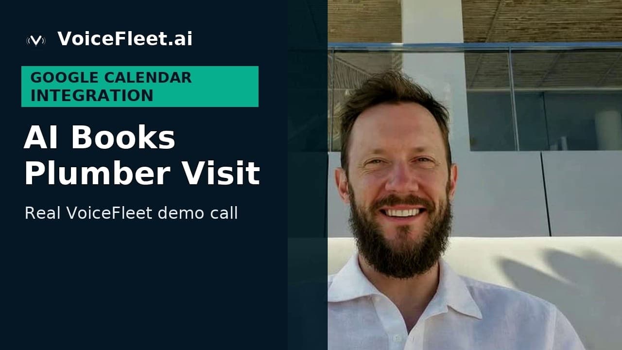 VoiceFleet booking a plumber visit with Google Calendar