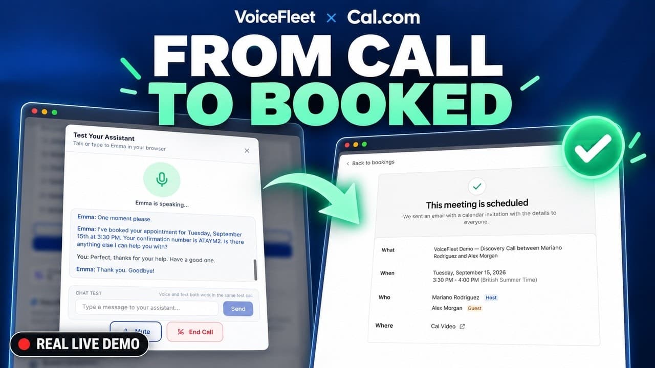 VoiceFleet booking a discovery call with Cal.com